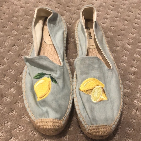 US Size Soludos lemon Embroidered Red canvas Espadrille Flat